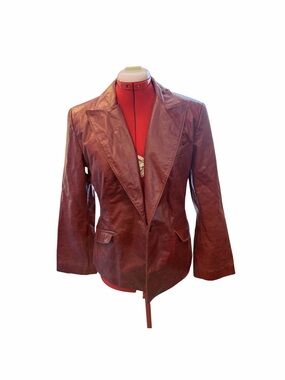 Express Burgundy Leather Blazer Jacket